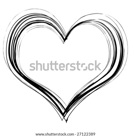 stock photo Love heart in black pencil scribble with a white background
