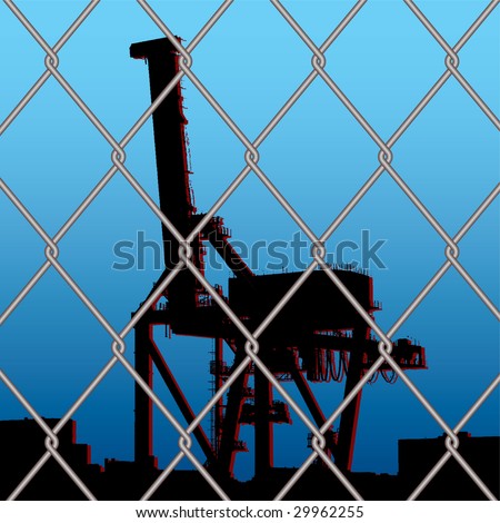 new york skyline outline. stock photo : silhouette crane