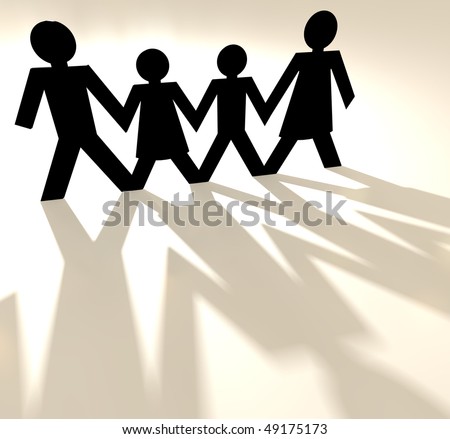 people holding hands paper cut out