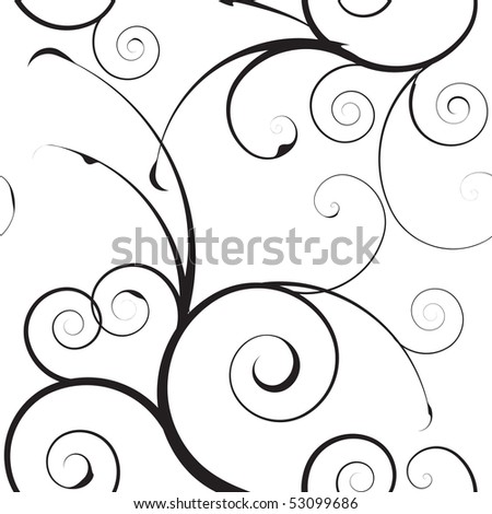 stock photo : Black and white seamless floral simple background pattern