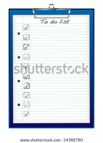 To Do Board. clip oard with to do list