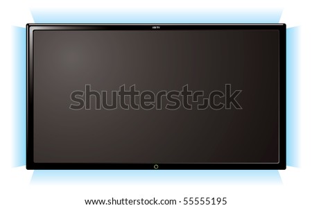  Television Screens on Modern Lcd Flat Screen Television With Blue Outer Glow Stock Vector