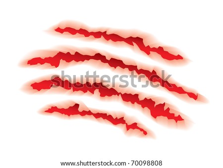 stock vector White background with red torn animal claw element
