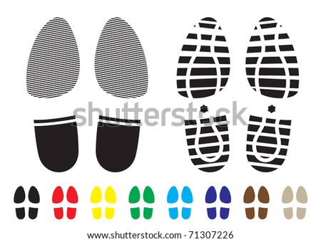 stock photo shoe print pattern with outline and template samples