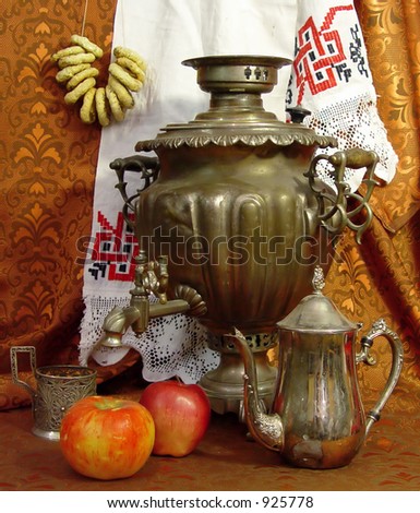 Traditional utensils for Russian tea drinking