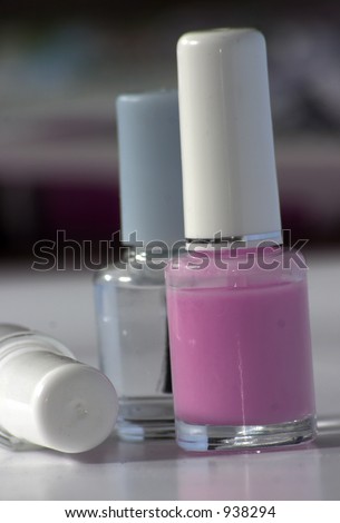 Set of nail polishes for the French manicure - white, pastel, transparent.