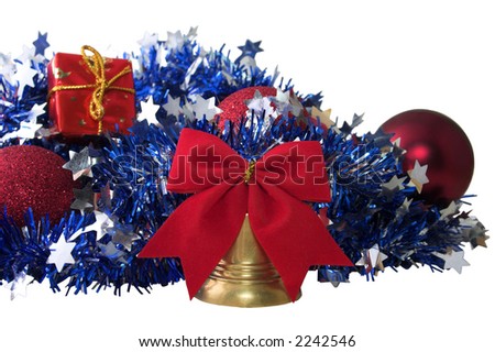 Red and blue glittery Christmas ornament