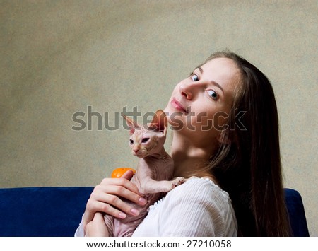 attractive woman with a cat