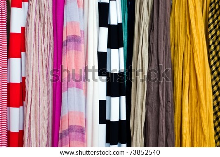 lots of colorful cloth towels as a background or texture