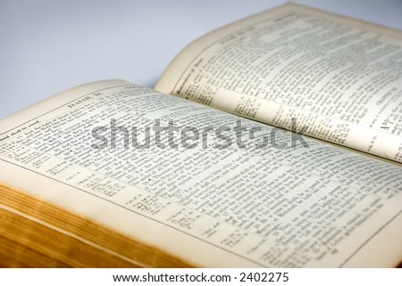 Holy Bible opened on desk