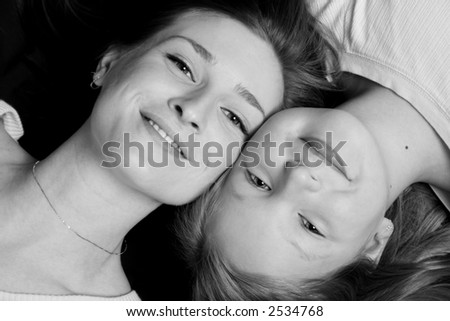 Black & White Mother Daughter Portrait