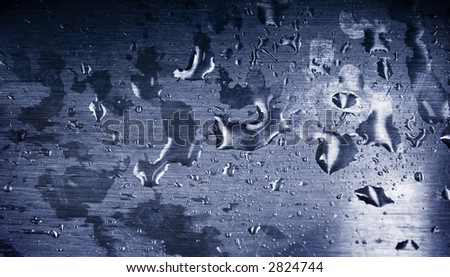 Water setting on a stainless steel surface
