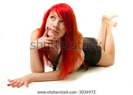 stock photo naughty girl lying looking at you