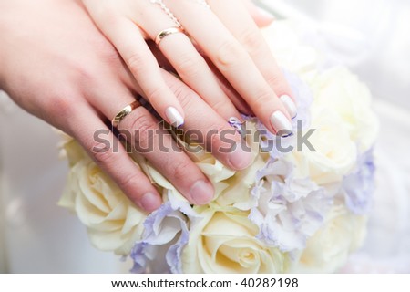 stock photo Wedding bride and groom hands