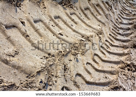 Industrial tractor tire footprint on soil
