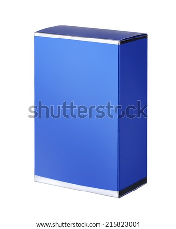 Sky blue cosmetic packaging box / studio photography of blue box for cosmetics - isolated on white background