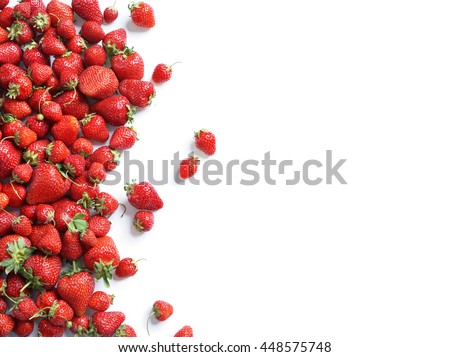 Healthy strawberry isolated on white background. Copy space. Top view, High resolution product.