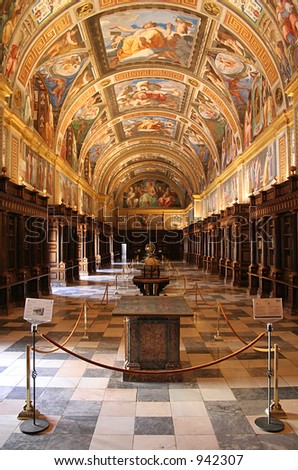 The royal library inside El Escorial, the Spanish royal palace just outside Madrid