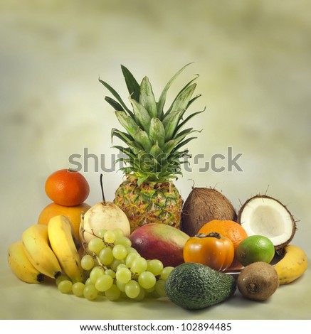 Fruits exotic and tropical abstract still life
