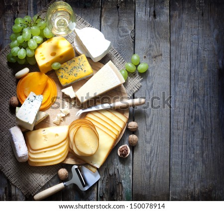 Various Types Of Cheese With Empty Space Background Concept