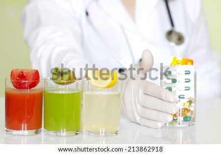 Doctor nutritionist in office with healthy fruits diet concept