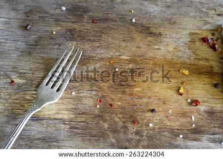 Retro table in kitchen food abstract background concept