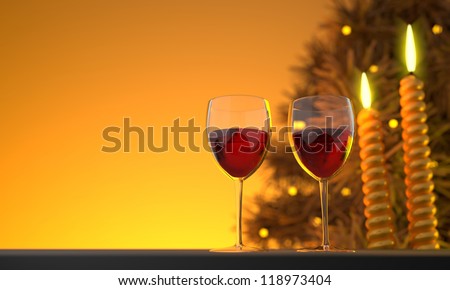 Two Wine Glasses Computer Generated Image
