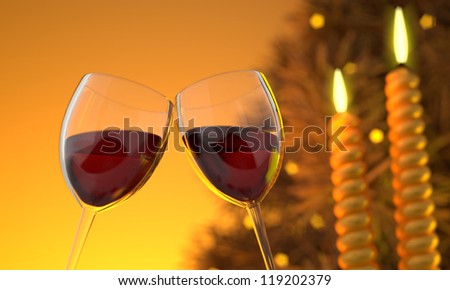 Two Wine Glasses Computer Generated Image