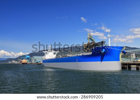 Large bulk carrier in the seaport of Vancouver