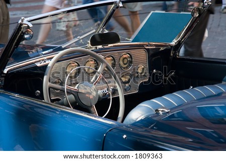 Interior of convertible classic vehicle