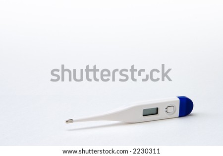 Digital thermometer. Isolated on white background. Copy space.