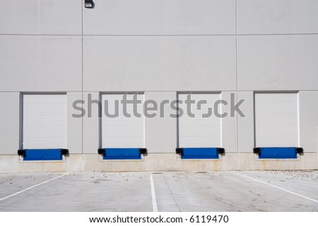 Truck loading dock at warehouse.