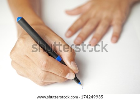 Writing with a ball pen