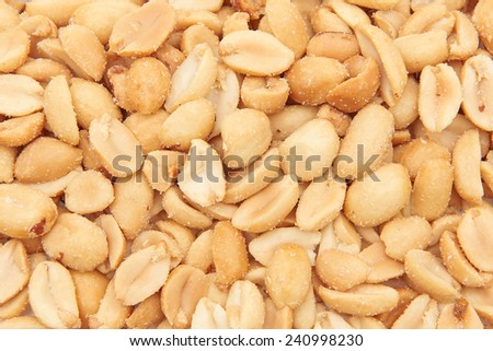 Closeup image of salted roasted peanuts