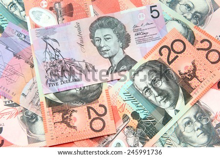 Closeup image of Australian dollar bills