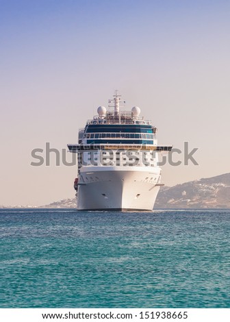 Luxury Cruise Ship Sailing From Port