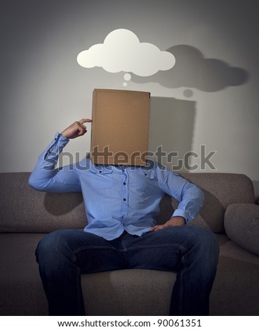 Man with box on his head is Thinking out of the box