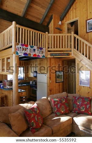 Inside a beautiful wooden house in a ski resort