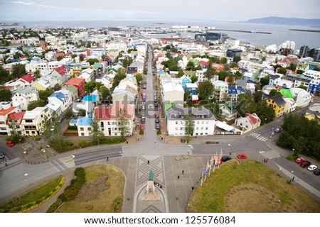 Panorama of Reykjavik, Iceland, as Seen from the Hallgrimskirkja Church