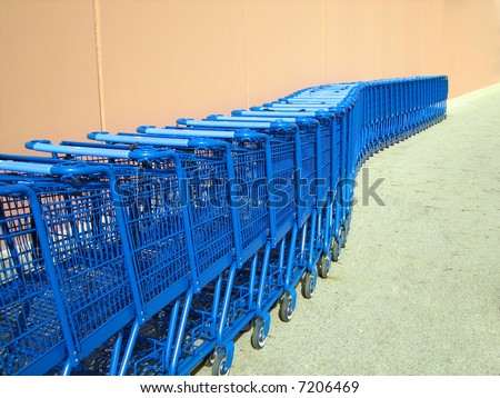 Shopping Carts lined up outside a supermarket in Ohio