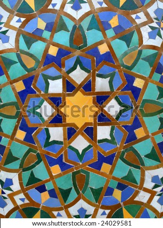 Arabic Tile Background in the Hassan II Mosque in Casablanca, Morocco