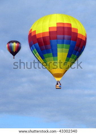 Two Hot Air Balloons taking off in Grove City, Ohio, with sky ideal as copy space