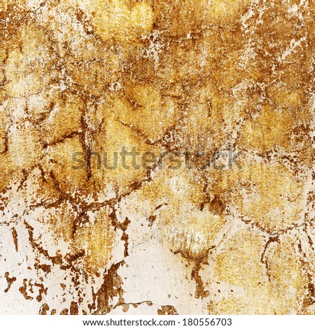 Grunge brown background -- humid concrete wall with cracks, smudges and stains.