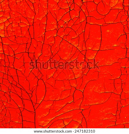 Abstract background of old coatings cracks and scratches the surface painted with red paint destroyed. For creative unusual vintage design