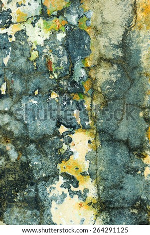 Dirty concrete wall with streaks of water, stains, cracks and scratches. Grungy concrete surface. Great background or texture for your project.