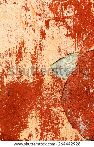 Creative background old concrete wall paint orange paint, stains water stains, cracks and scratches. Grungy concrete surface. Great background or texture for your project.