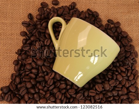 Coffee beans on a coffee bag