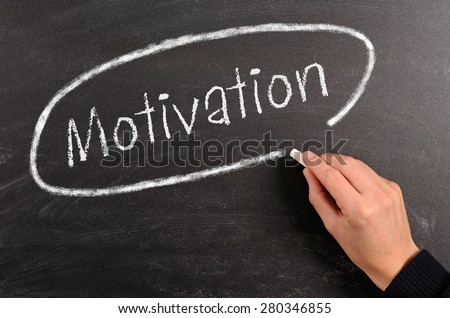Hand writing Motivation with chalk on a blackboard