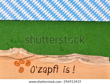 Oktoberfest background with pretzel and the bavarian flag