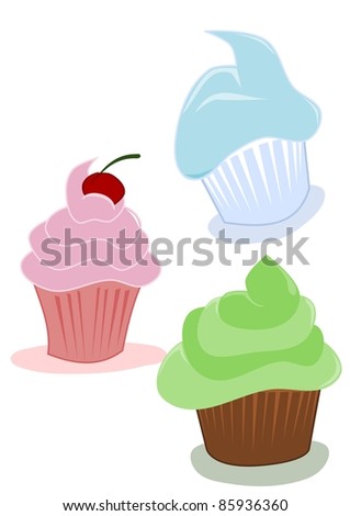 stock photo Illustration of cupcakes cartoon drawing